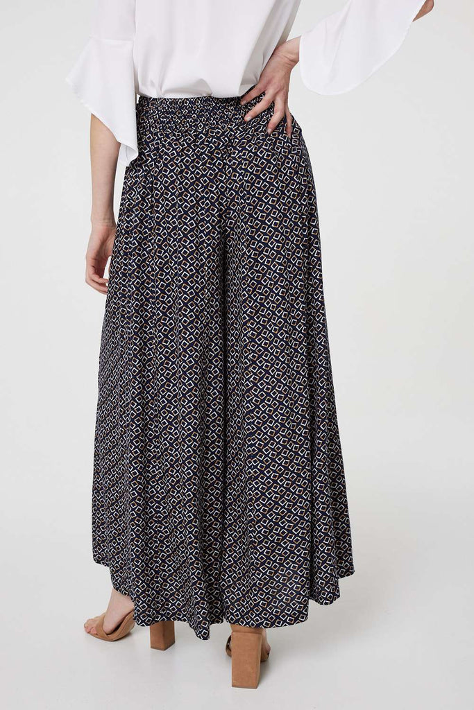 Geo Print High Waist Palazzo Trousers