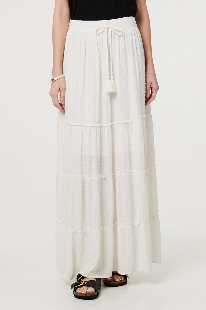 Textured High Waist Tiered Maxi Skirt