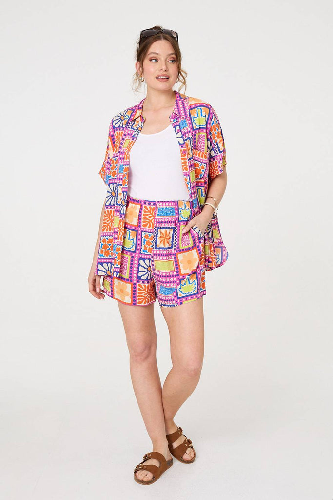 Patchwork Print Short Sleeve Shirt