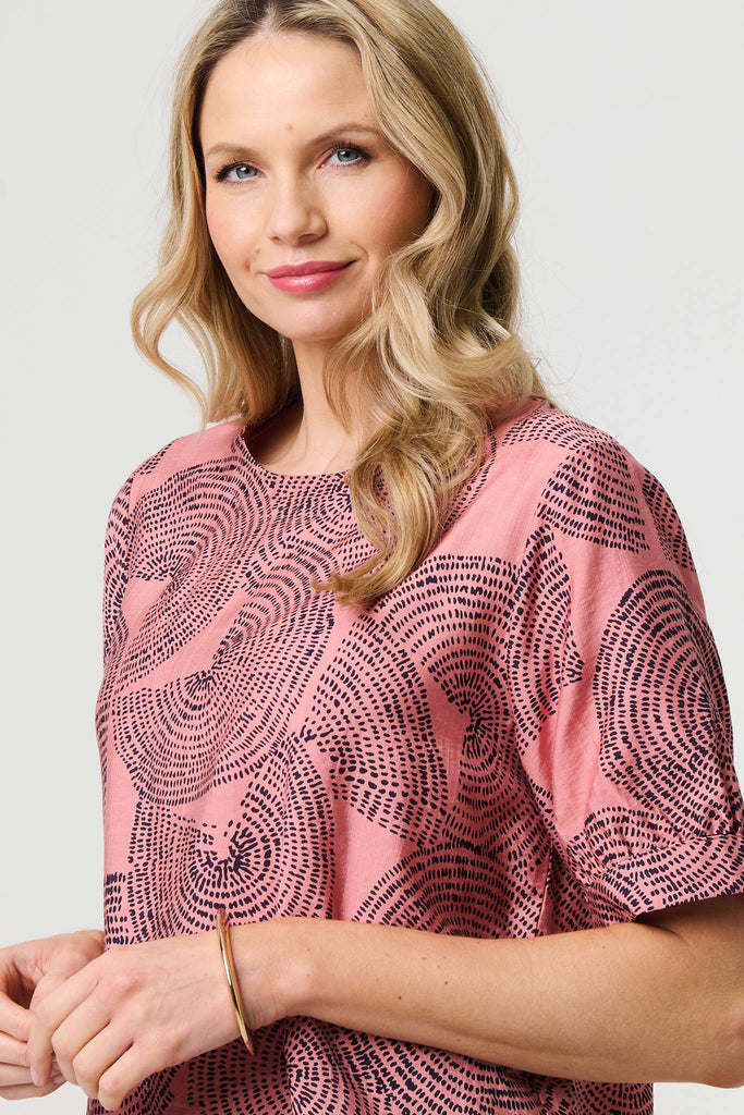 Abstract 1/2 Sleeve Relaxed Top