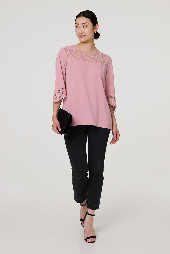 Lace Detail 3/4 Sleeve Blouse