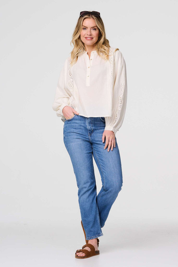 Broderie Anglaise Puff Sleeve Blouse