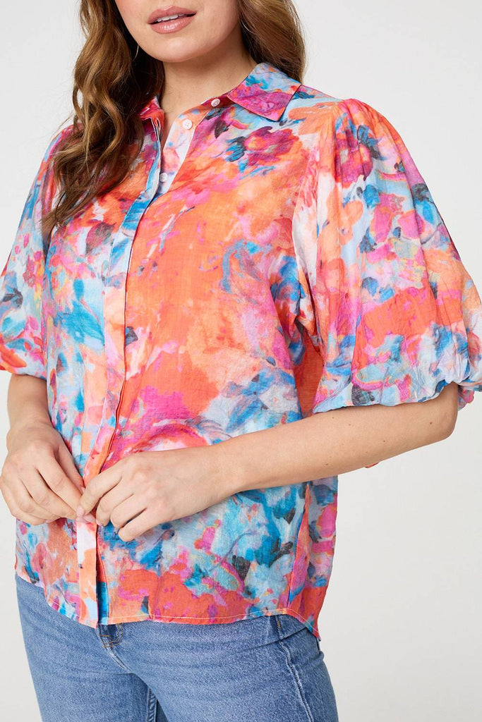 Abstract Print 1/2 Sleeve Shirt