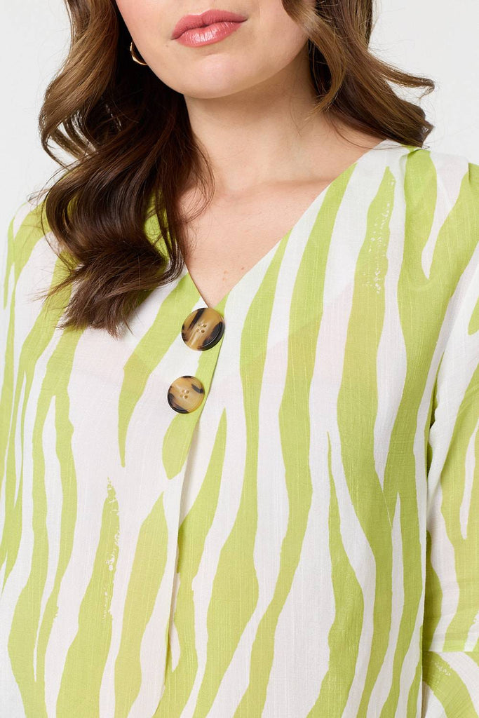 Animal Print 3/4 Flared Sleeve Blouse