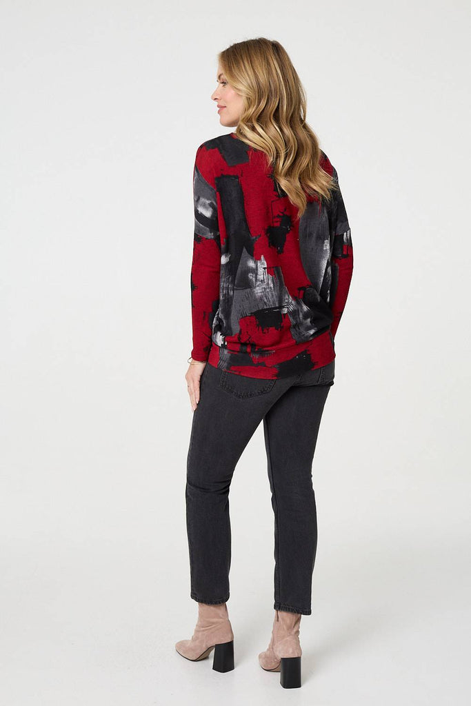 Abstract Knit Long Sleeve Jumper