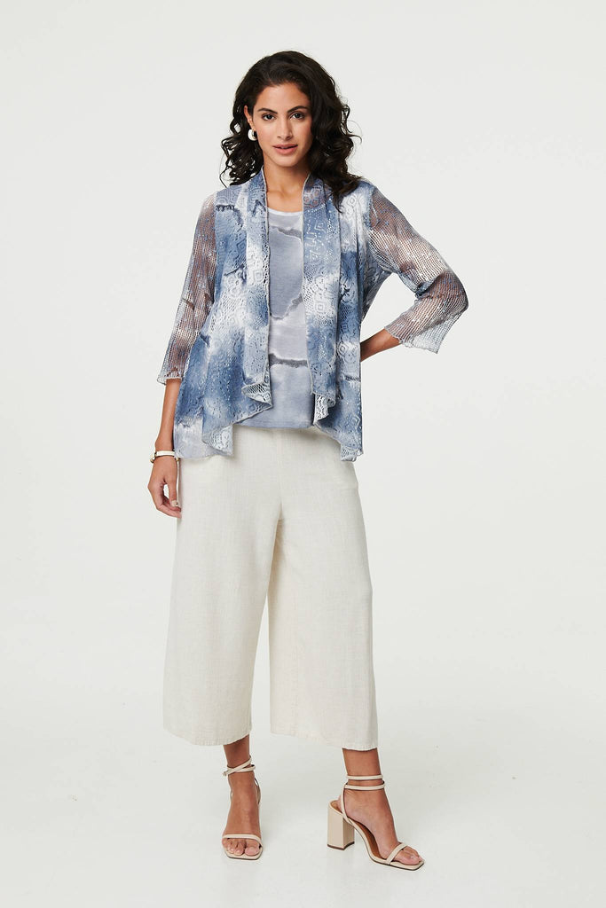Tie Dye Semi Sheer Crochet Waterfall Top