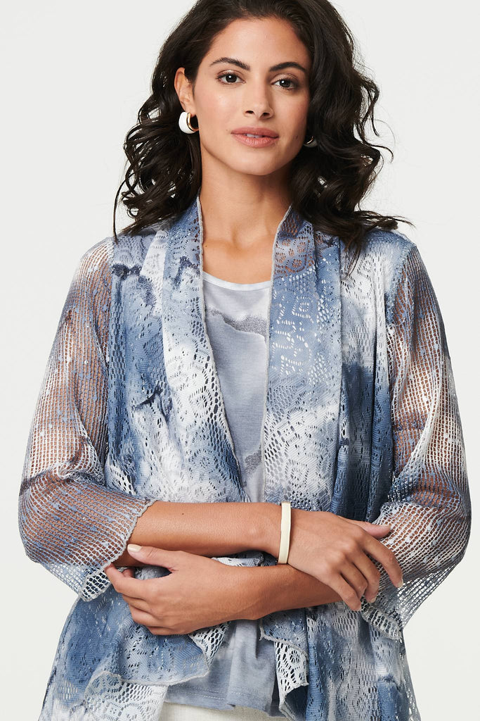 Tie Dye Semi Sheer Crochet Waterfall Top