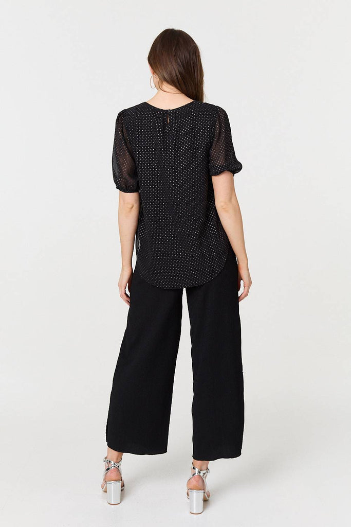 Polka Dot Print Semi Sheer Blouse