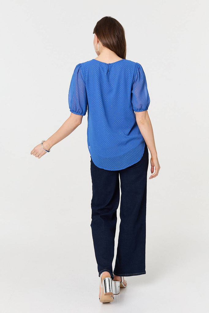 Polka Dot Print Semi Sheer Blouse