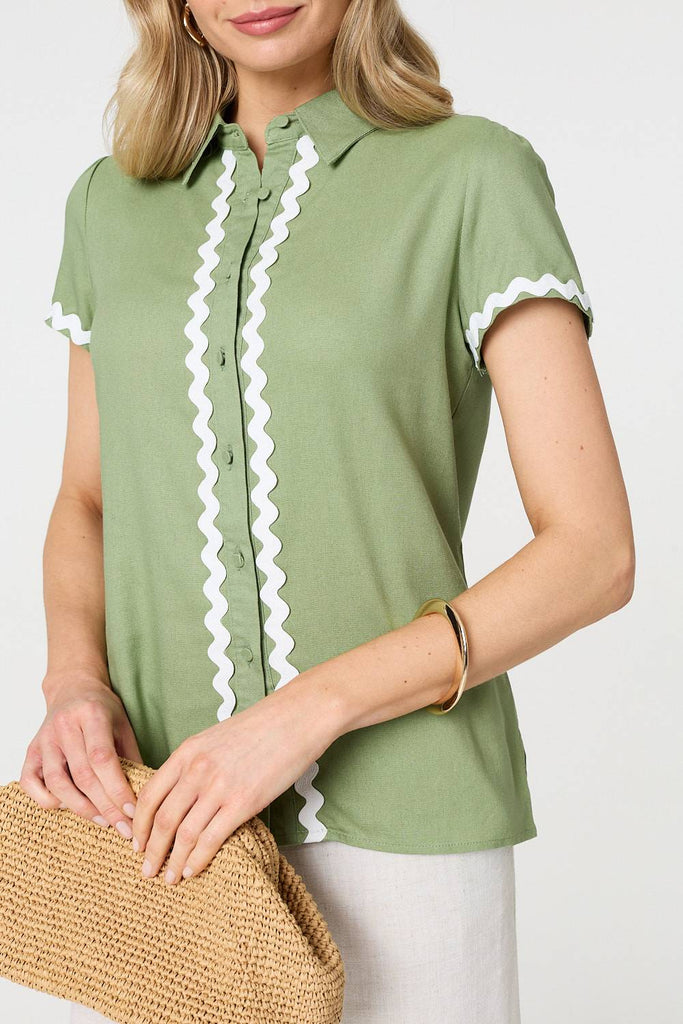 Zig Zag Trim Short Sleeve Shirt