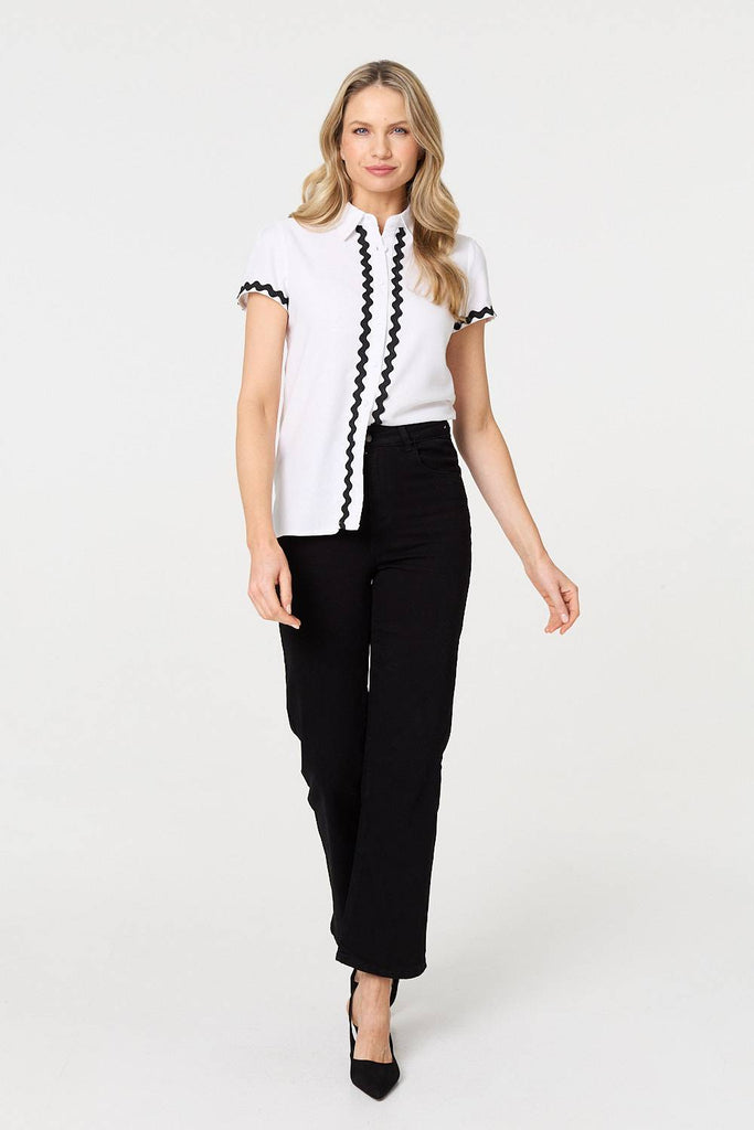 Zig Zag Trim Short Sleeve Shirt
