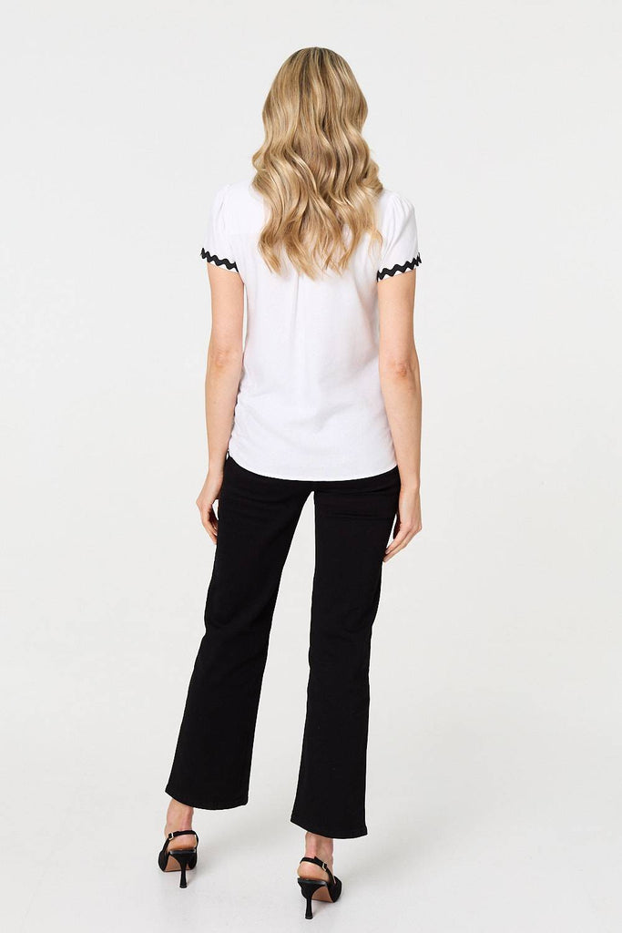 Zig Zag Trim Short Sleeve Shirt