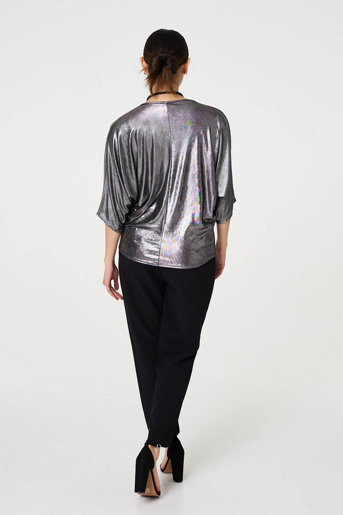 Metallic 3/4 Batwing Sleeve Top